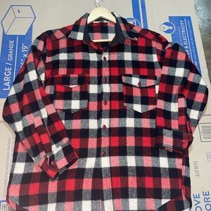 Vintage Woolrich Flannel Sz 17 Red Plaid